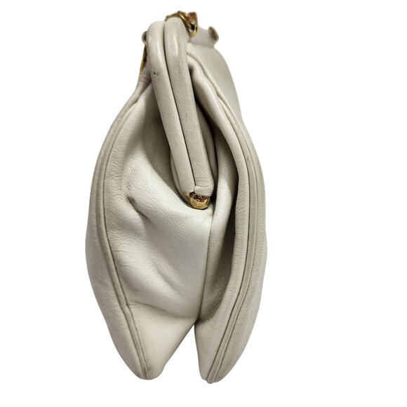 Vintage Ronay White Leather Evening Bag With Gold Chain Strap & Clasp - Picture 5 of 10